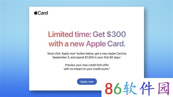 苹果推出高额优惠活动：新用户注册apple card 最高可获300美元奖励