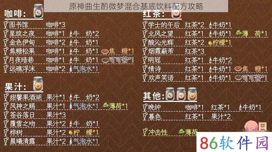 原神曲生酌微梦混合基底饮料配方攻略